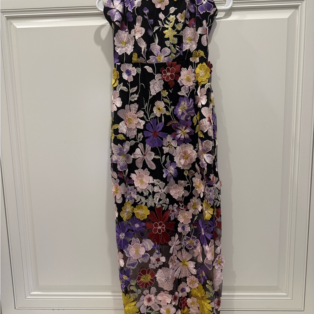 Milly Black Floral Embroidered Dress